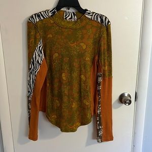 Free People mixed media mock neck.